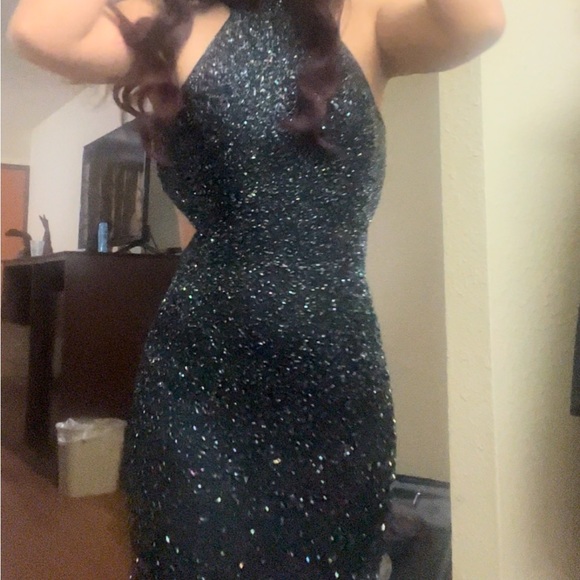 Cache iridescent beaded silk Gown formal backless prom homecoming eveningwear - Picture 10 of 16